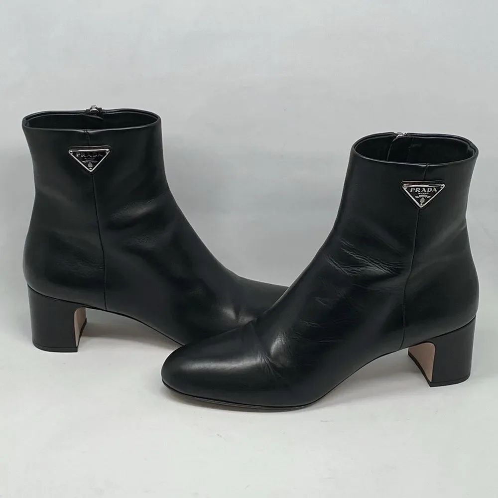 Prada Leather Zip Ankle-Booties